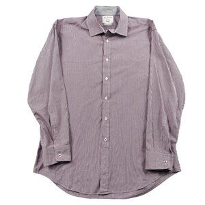 TM Lewin John Francomb Dress Shirt Mens 17 34.5 Fully Fitted Red White Blue